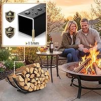 Vista 6 de Soporte de leña curvado para leña: Soporte de leña pequeño resistente de 30 pulgadas para chimenea interior - Soporte de madera para exteriores
