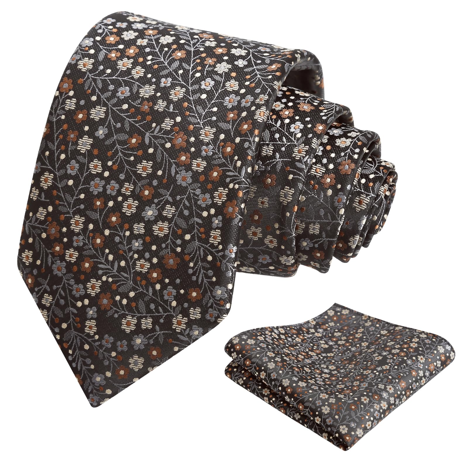 Alizeal Mens 3.15'' Floral Tie with Pocket Square