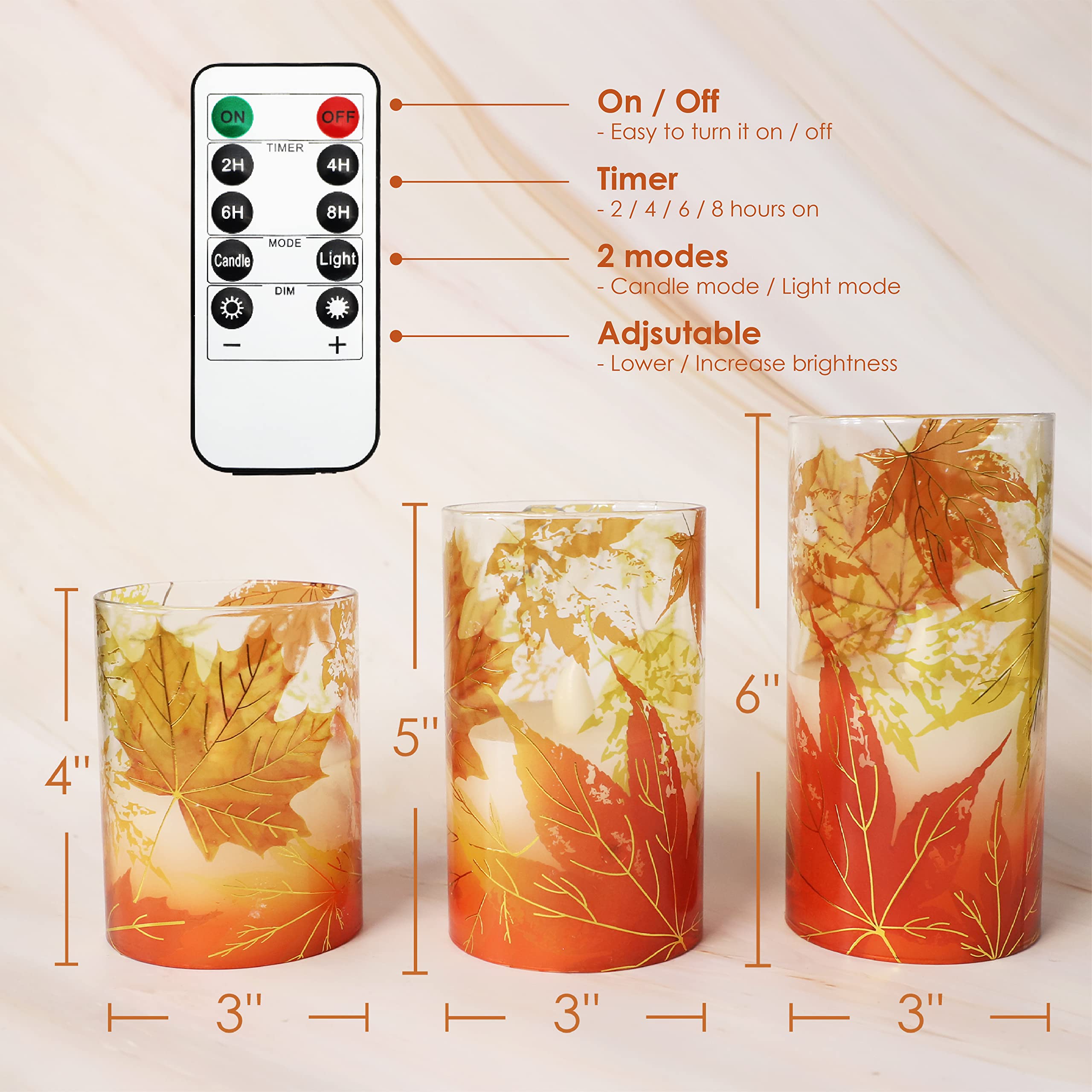 Candele Senza Fiamma Decorazione Autunnale – Con Foglie D’acero E Zucca, Telecomando E Timer, Per Halloween E Ringraziamento