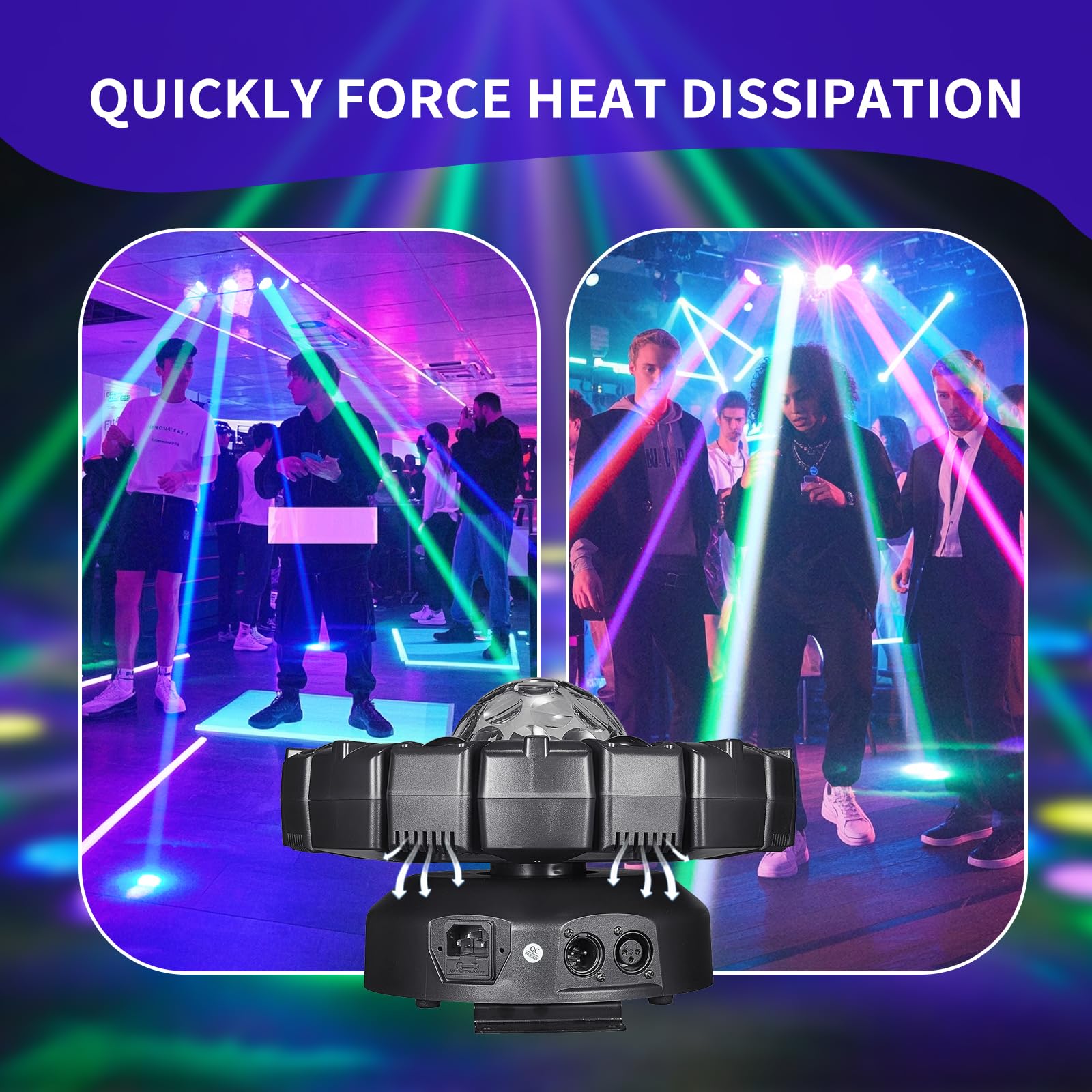Moving Head Discolicht Partylicht, DMX 512 Effektstrahler,XJGQ08 LED RGB Licht DJ Projektor Musikgesteuert DJ Disco Lichter, Für KTV Familientreffen Hochzeit Geburtstag Halloween