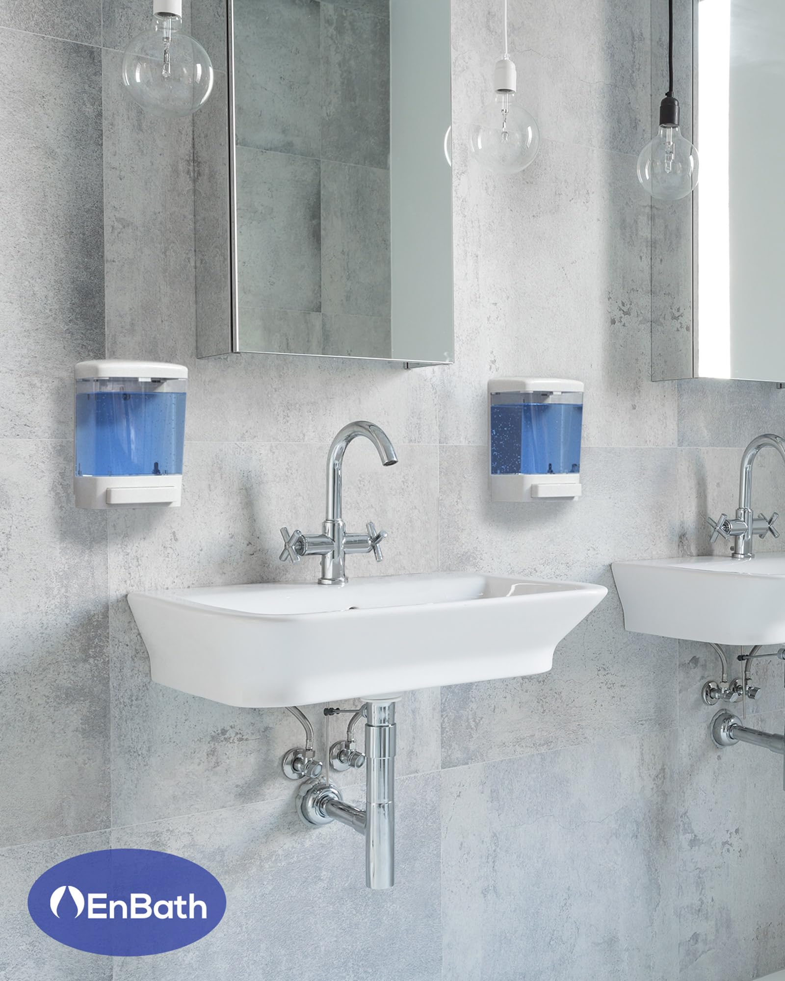 Dispensador de jabón de montaje en pared para baño (paquete de 2 unidades), dispensador de jabón de manos comercial de 33.8 onzas (1000 ml), dispensador de jabón/desinfectante manual montado en la