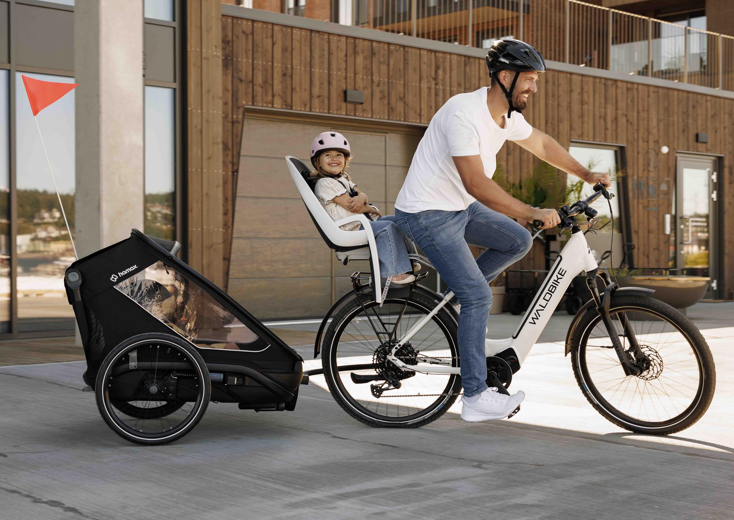 Hamax Outback Next Remorque Vélo Enfant 2 Places, Sièges Inclinables 4 Positions, Suspension Intégrale, Pliable, 40 kg