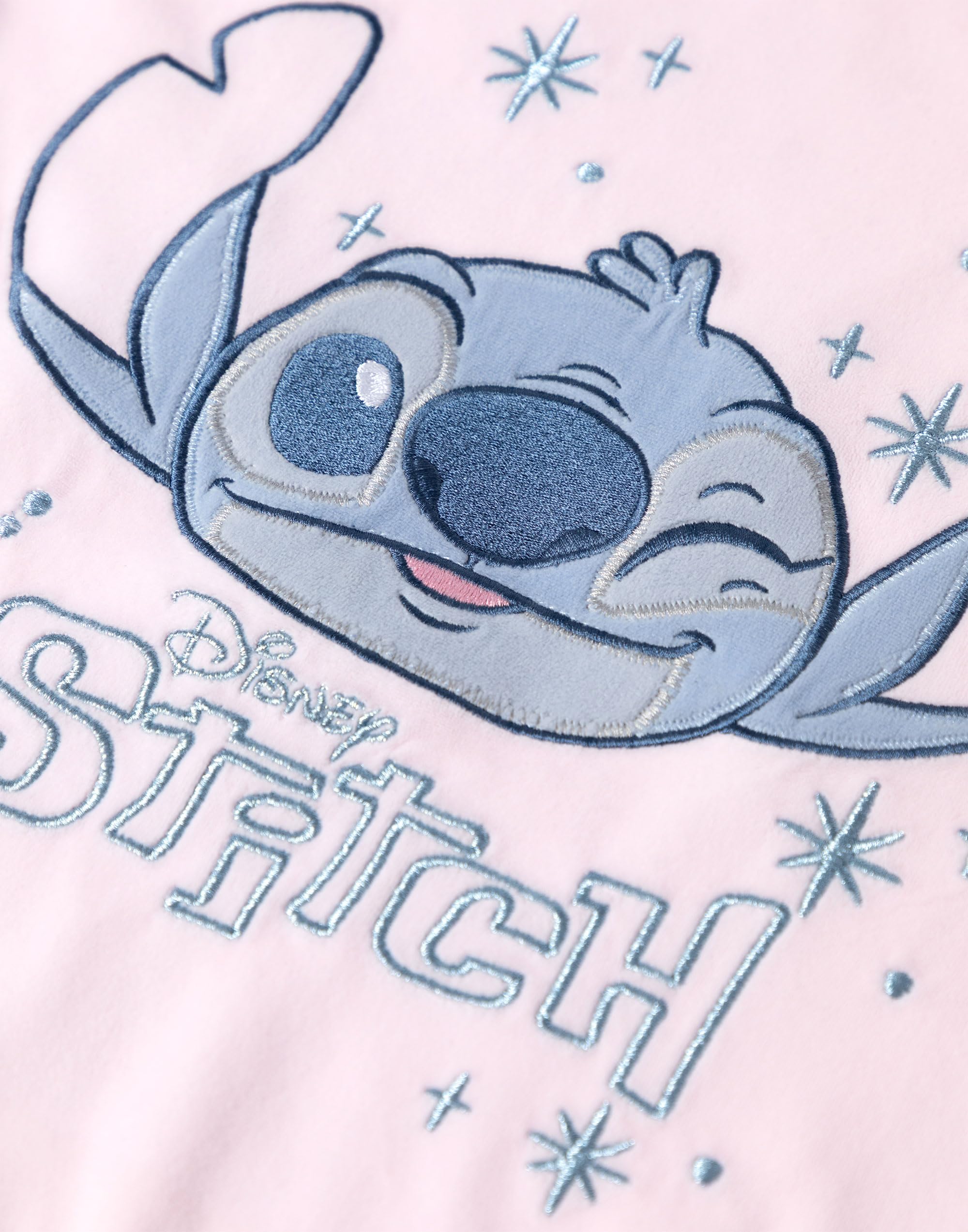 Disney Pigiama da Donna in Pile di Velluto Lilo & Stitch, a Maniche Lunghe, Rosa | Pigiama con Stampa dei Personaggi dei Cartoni Animati | Comodo Abbigliamento da Notte | Merchandising