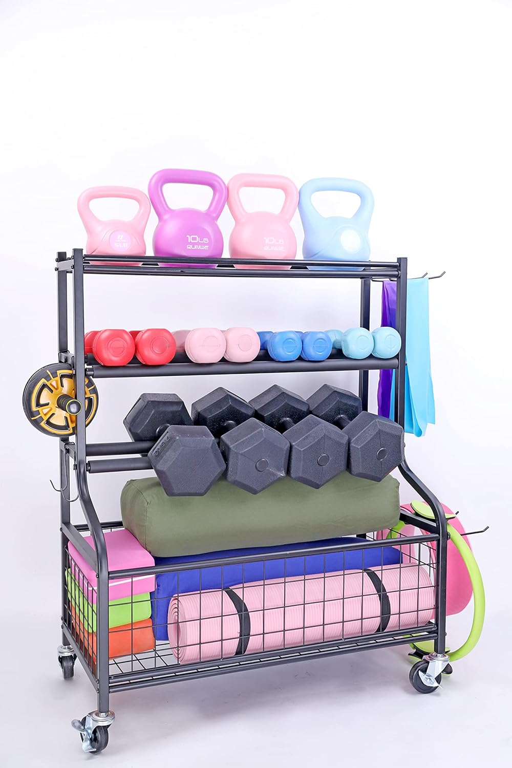 Home Gym Storage Rack，Workout Storage Organizer for