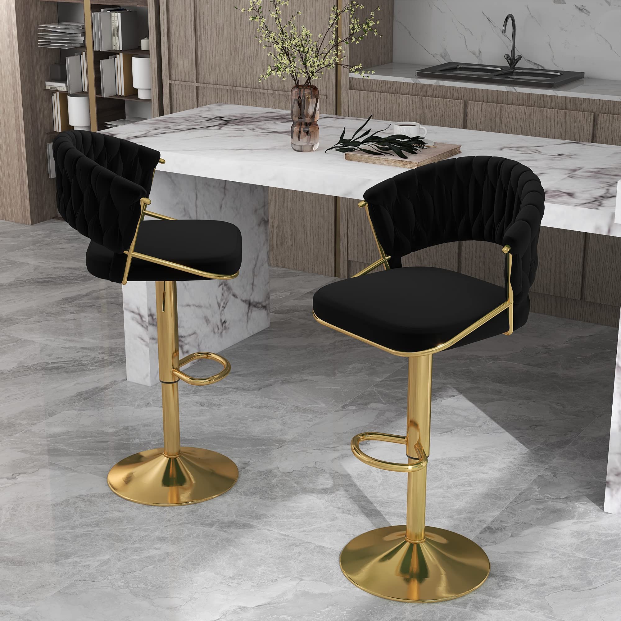 Tabourets de bar pour îlot de cuisine lot de 2 sièges de bar velours confortables