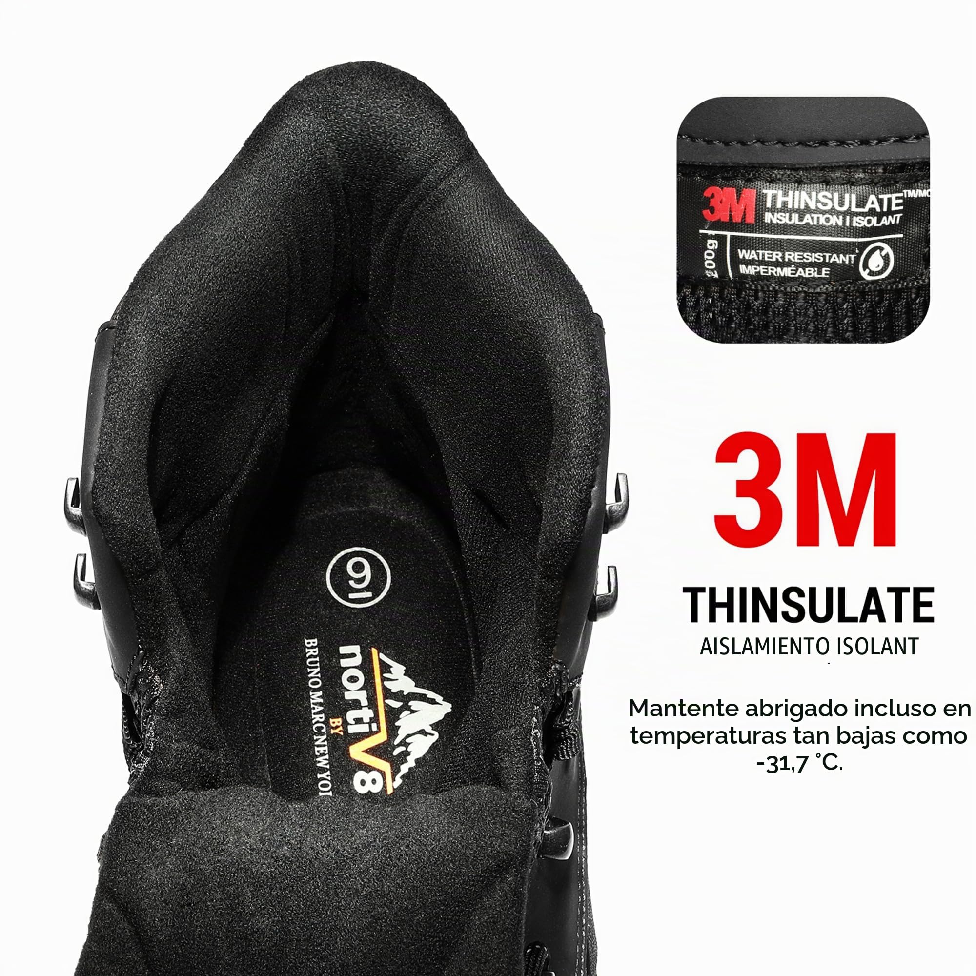 NORTIV 8 Botas de Hombre Trekking de Nieve Invierno Zapatos de Senderismo con Cordones Impermeables Acolchados Pesados 180411