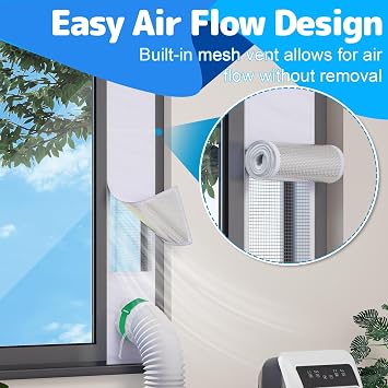 Air Jade Portable Air Conditioner Sliding Door Vent Kit, Insulated Sliding Door AC Vent Kit with Mesh Vent, Adjustable Door Seal Kit from 76 to 92, Fits 4, 5 and 5.9 Duct & Hose, with Leaf Guard