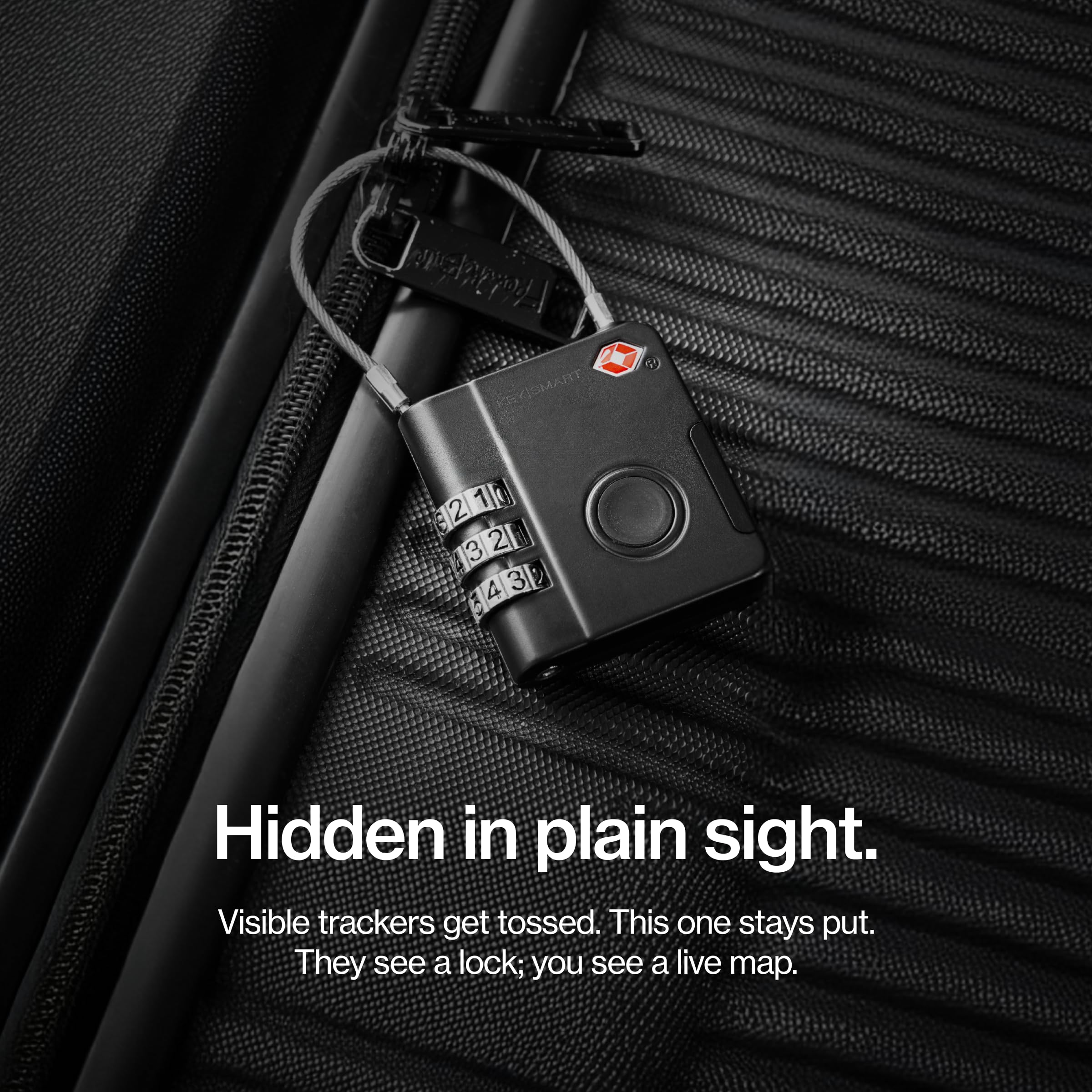 KeySmart SmartLock – Candado inteligente con rastreador, aprobado por la TSA, compatible con Apple Find My, GPS Bluetooth, batería reemplazable no recargable (Pack de 3)