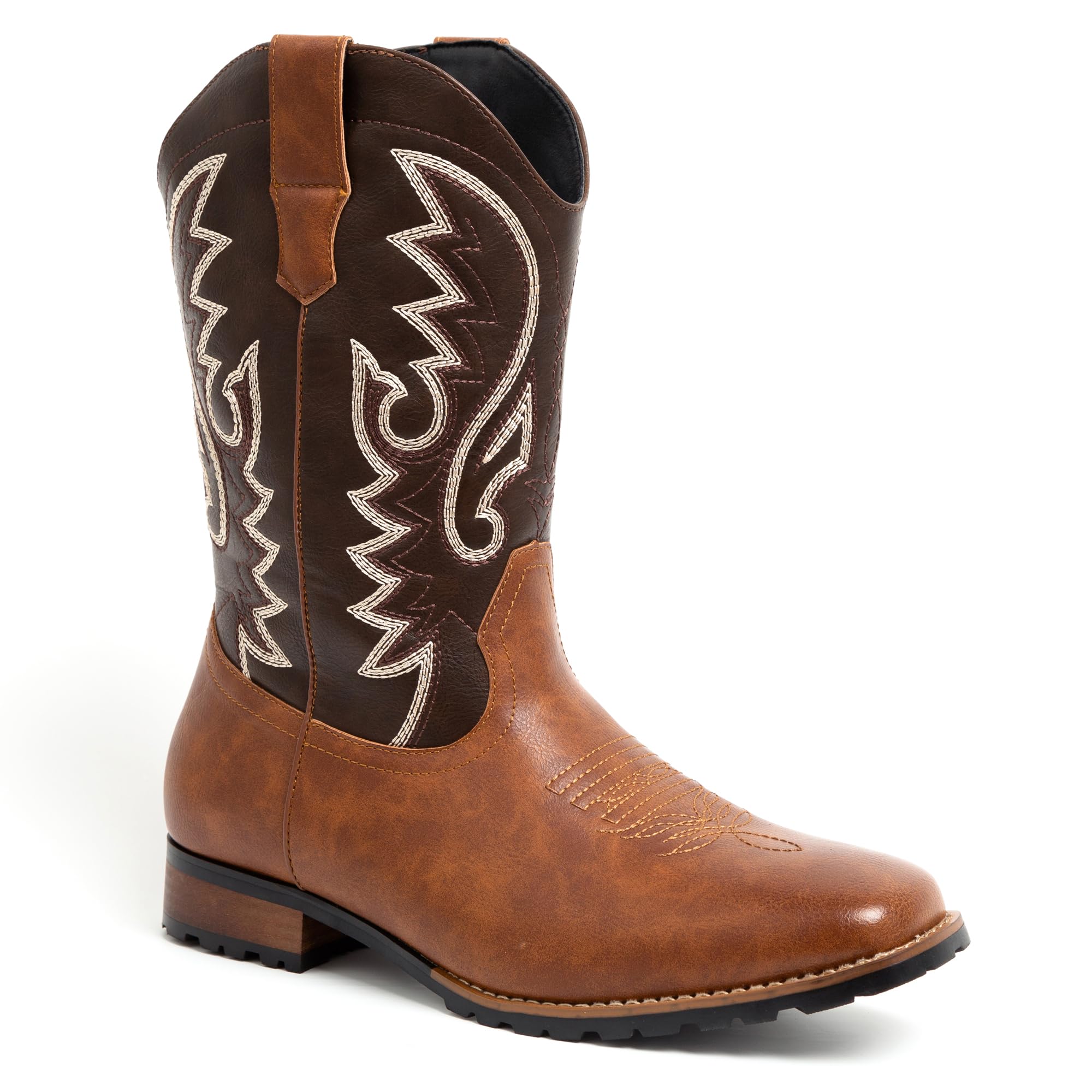 Metrocharm Men's Cowboy Western Embroidered Square Toe Boots WESTERN-03
