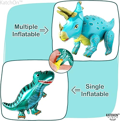 Miniatura 7 de KatchOn Globos gigantes de dinosaurio azul – 38 pulgadas, paquete de 2 | Globos de dinosaurio Mylar para decoración de fiesta de cumpleaños