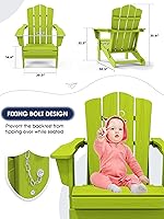 Vista 123 de KINGYES - Silla Adirondack plegable, sillas de patio de polietileno de alta densidad para todo tipo de clima, silla de césped con textura de madera