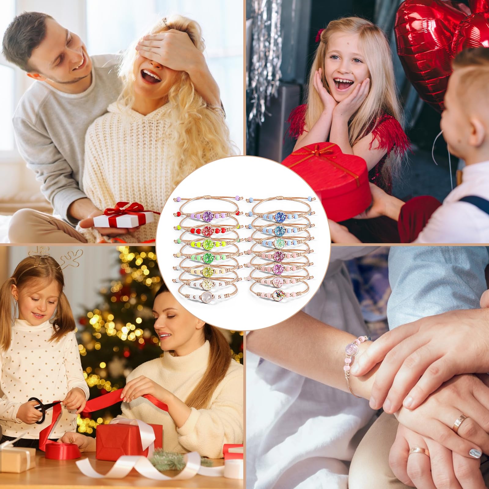 Bracelet Enfant Amitié Fille Ajustable Fleurs Couleurs 14 Pièces