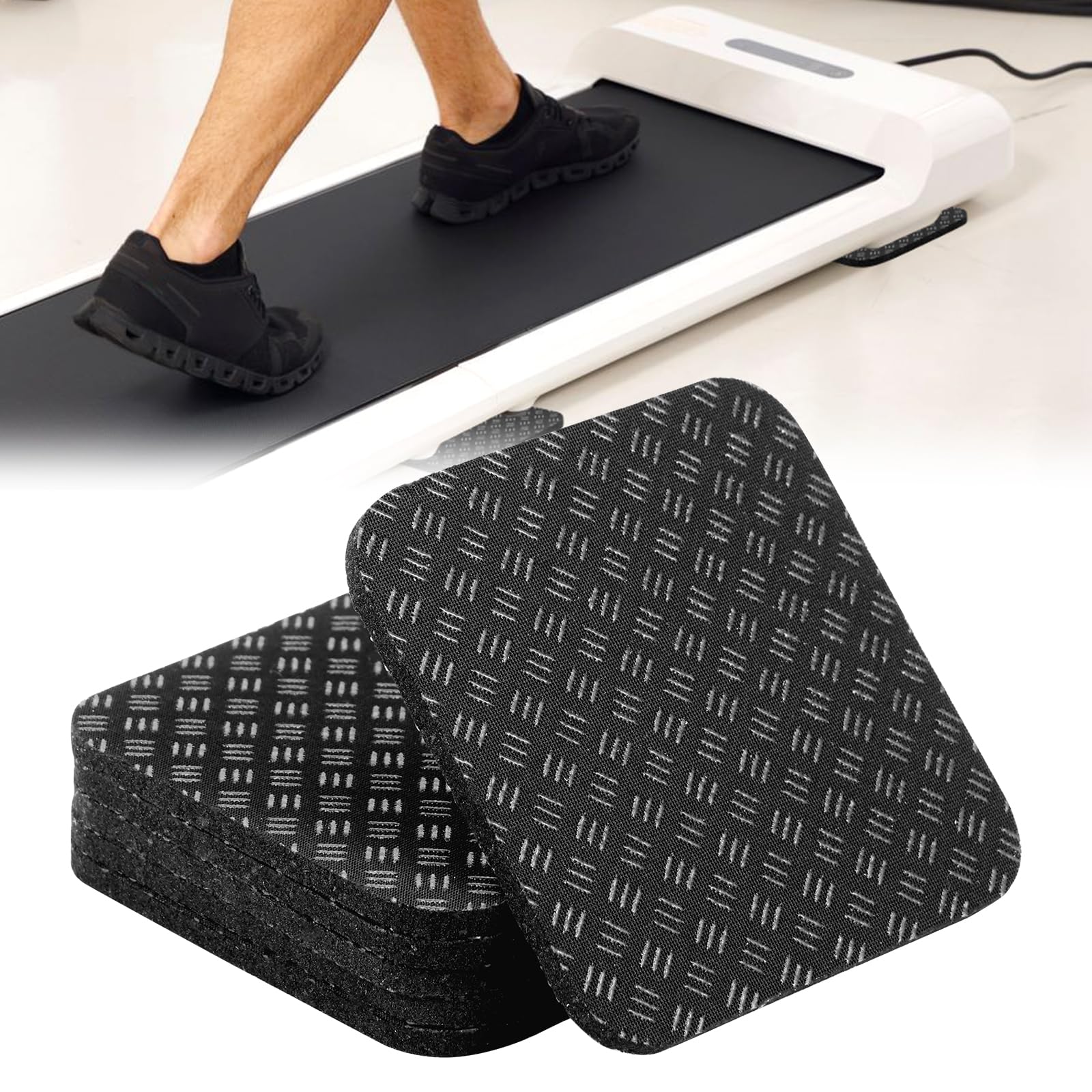 6PCS Treadmill Mat Pads, 10 x 10 x 0.5CM Double-sided Non-slip Exercise Equipment Mat for Floor Protection, Silicone Anti-Vibration Pad for Treadmill, Walking Pad, Exercise Bike