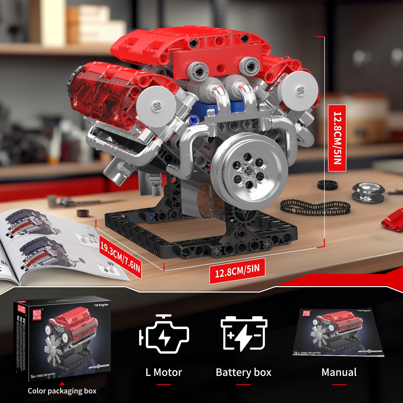 Complete Engine Set Snapklik.com : Mould King V8 Engine Building Blocks Sets, 10155 Model ...