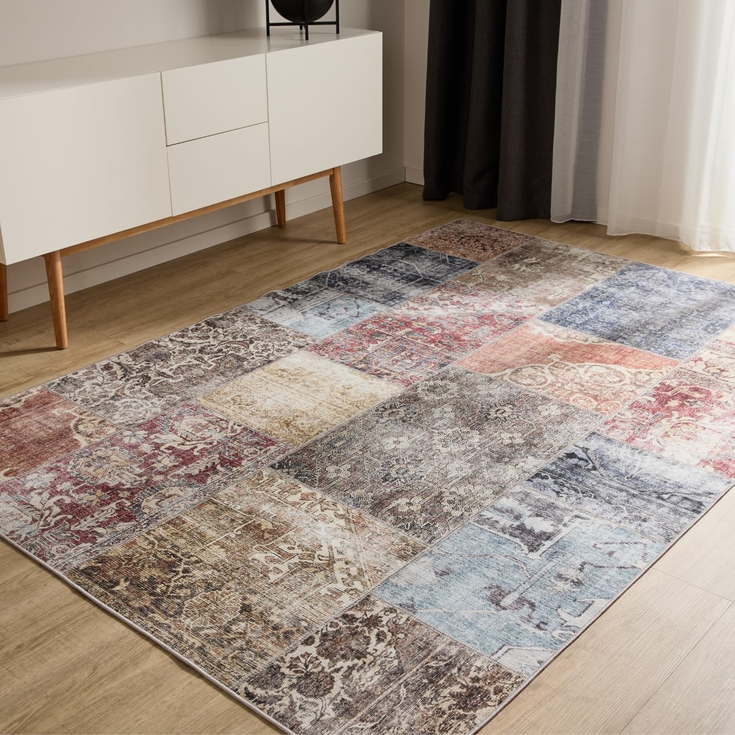 benuta Basic Tappeto Salotto George - Multicolore 160x230 cm - Lavabile - Fibra sintetica - Rettangolare & Stile: Vintage - Per camere da letto, sale da pranzo, soggiorni - facile da pulire