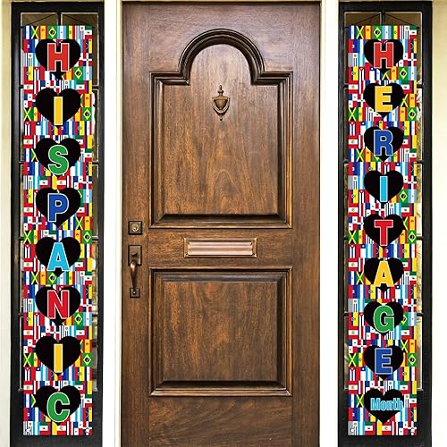 Nepnuser Cartel del Mes Nacional de la Herencia Hispana para porche Cultura de países latinos españoles Celebrando fiesta Decoración aula puerta