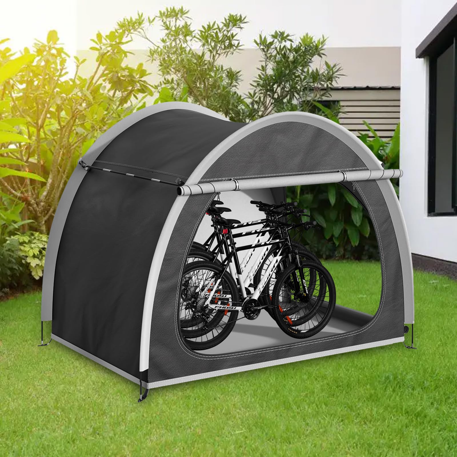 Abri Velo Exterieur, Housse Velo Extérieur Protection pour 2-4 Vélos, Cabanon Jardin, Abris de Jardin, Abri Moto, Cabane Imperméable et Anti-UV, Tente Rangement Carport, 210 x 150 x 165 cm