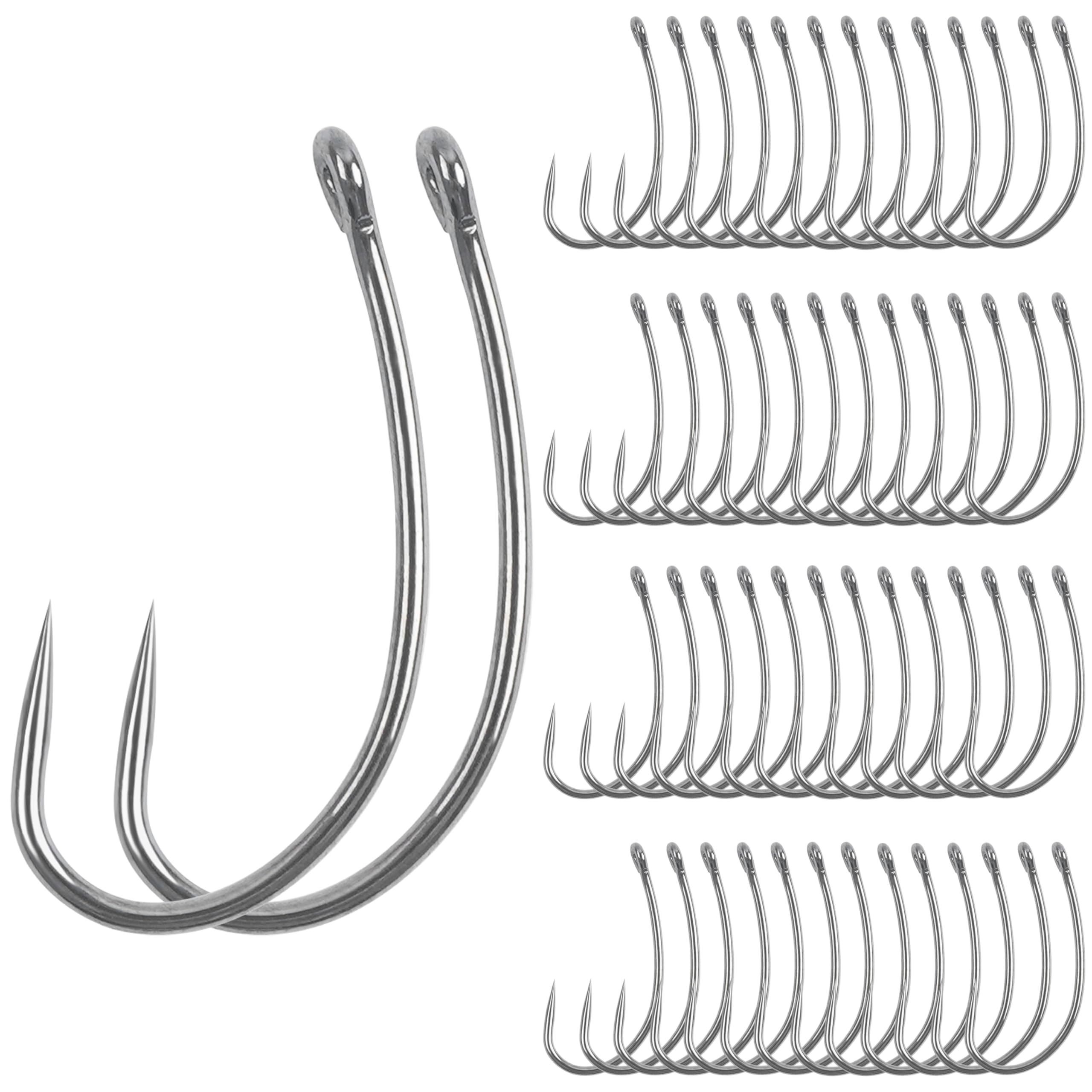 Barbless Fishing Hooks, 120pcs Carp Fishing Hooks Circle Curve Shank Crank Fly Tying Hooks Carp Hair Fishing Bait Rigs Tackle Freshwater Saltwater