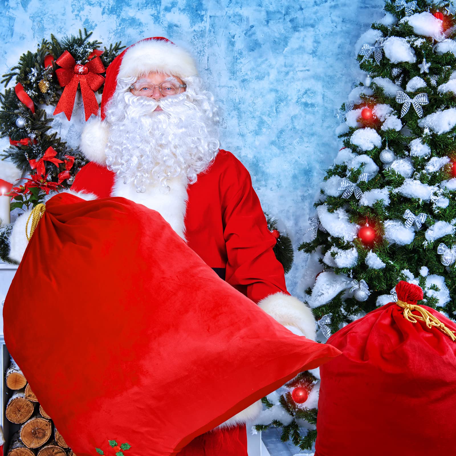 Eccliy Bolsa de regalo de Navidad de 36 x 27 pulgadas, bolsa de terciopelo rojo con cordón para regalos de fiesta de Navidad, suministros de regalo de fiesta de vacaciones (3)