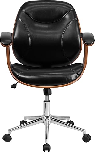 Miniatura 9 de Flash Furniture LeatherSoft - Silla de oficina ergonómica ejecutiva ergonómica de madera con respaldo medio y brazos