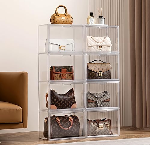 Miniatura 7 de HBlife Paquete de 12 organizadores de almacenamiento transparentes para armario, organizador de acrílico apilable con puerta magnética, caja de