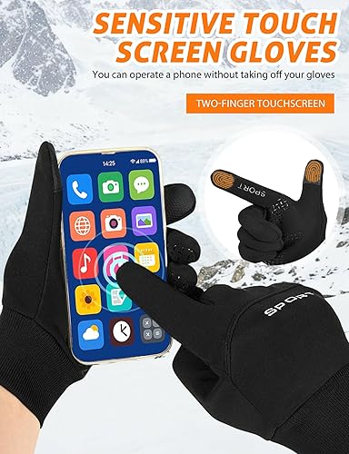 Miniatura 4 de AURUZA Guantes de invierno para hombres, guantes de ciclismo resistentes al viento para clima frío para hombres, guantes de correr al aire libre con