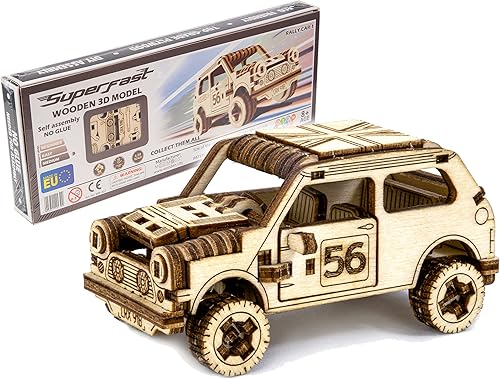 Miniatura 1 de WOODEN.CITY Coche de rally de autos vintage  Kits de modelos de madera 3D para adultos para construir autos  Rompecabezas de madera 3D para adultos