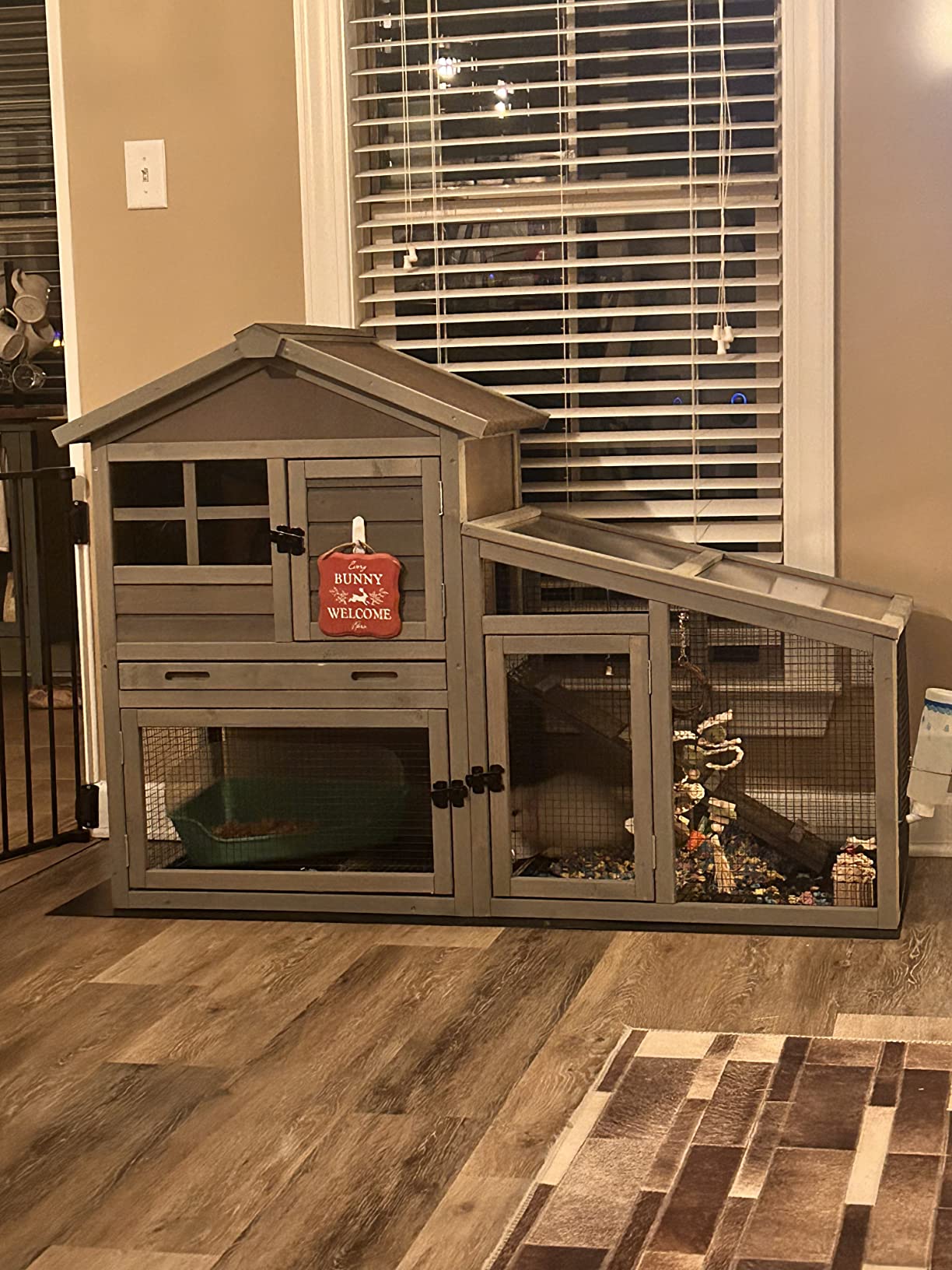 30/mo Finance Gutinneen Rabbit House Indoor Outdoor Rabbit Hutch with Ventilation Door,Wooden