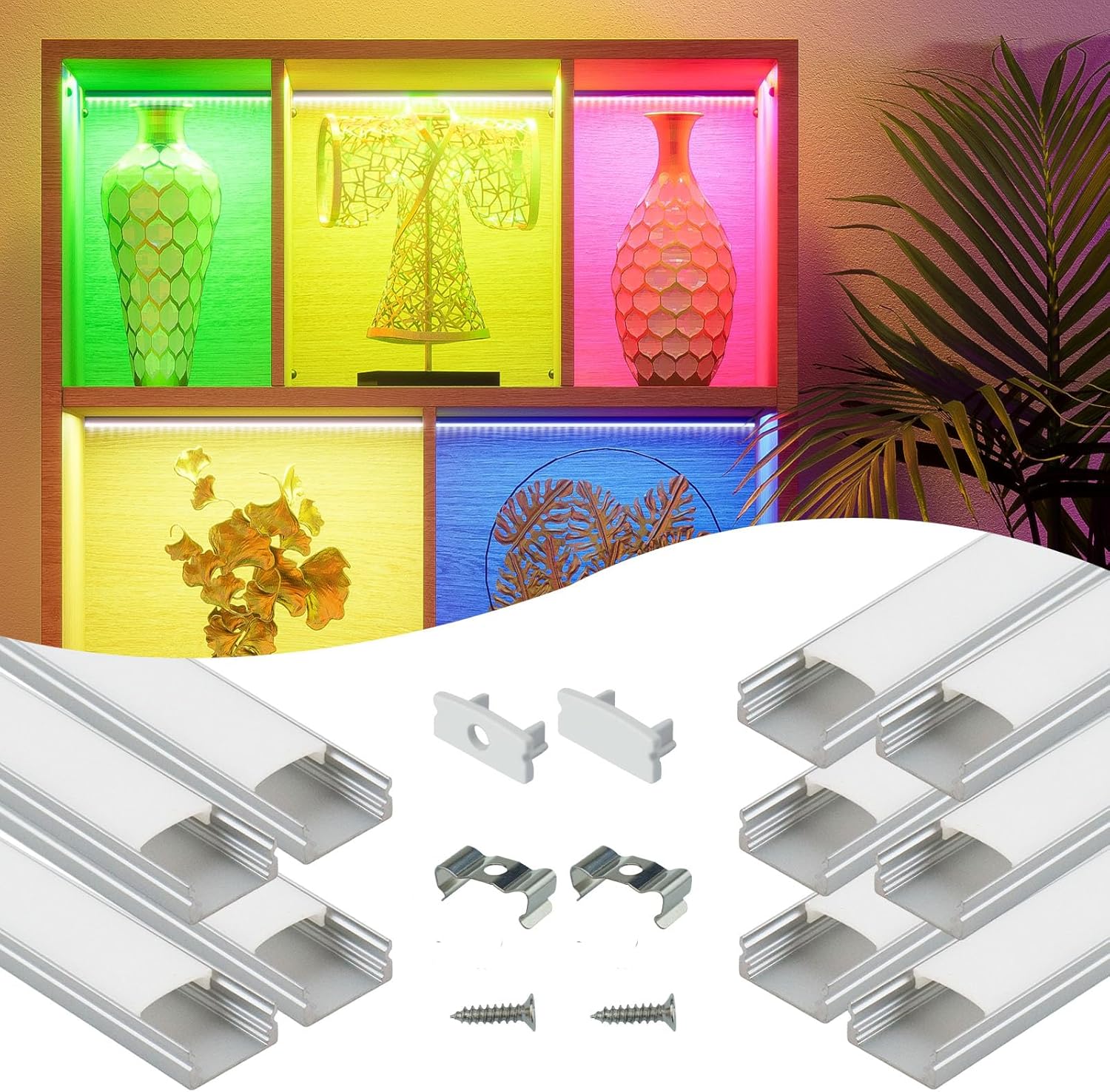 Muzata 10Pack 1FT/12inch LED Channel System with Milky Cover,Aluminum