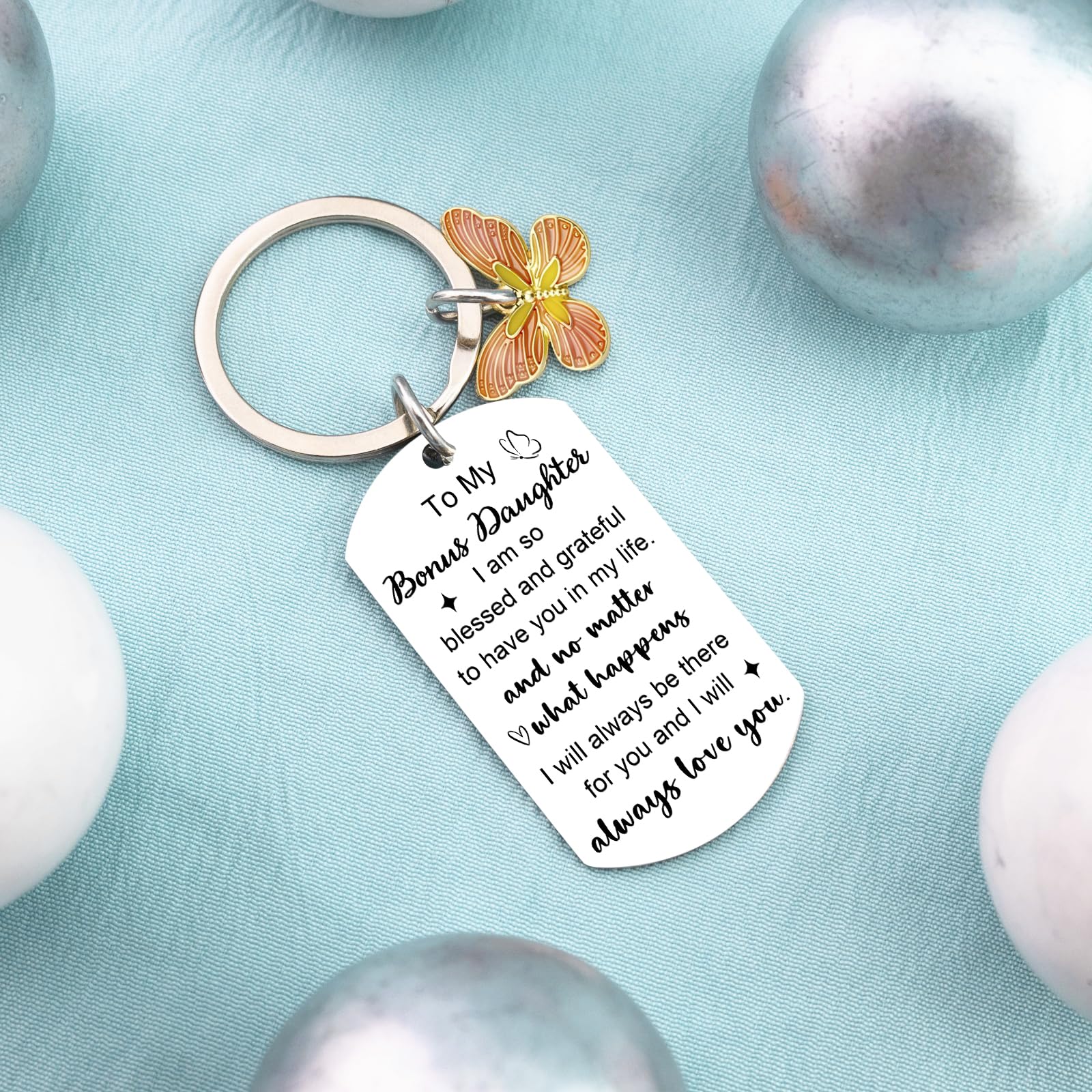 Bonus Daughter Gifts To My Bonus Daughter Keychain Unbiological Daughter Gift Stepdaughter Gifts from Stepmom On Birthday Graduation Wedding Christmas Gift Stocking Stuffers for Teen Girls