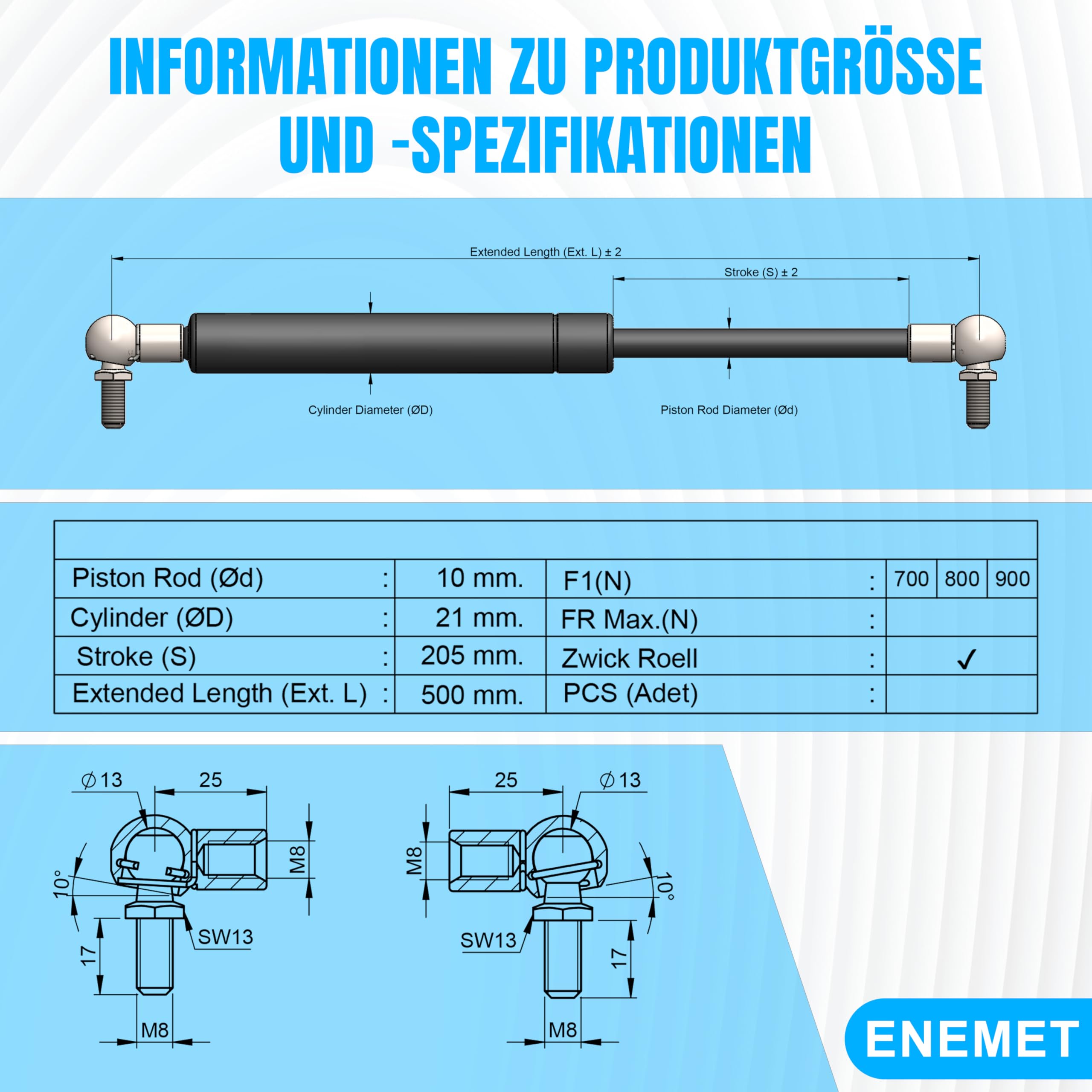 Vérin à gaz universel pour portes, voitures et armoires | Amortisseur contre les portes claquantes, amortisseur stable, mise à niveau Softclose | Amortisseur de capot et de coffre, amortisseur à gaz