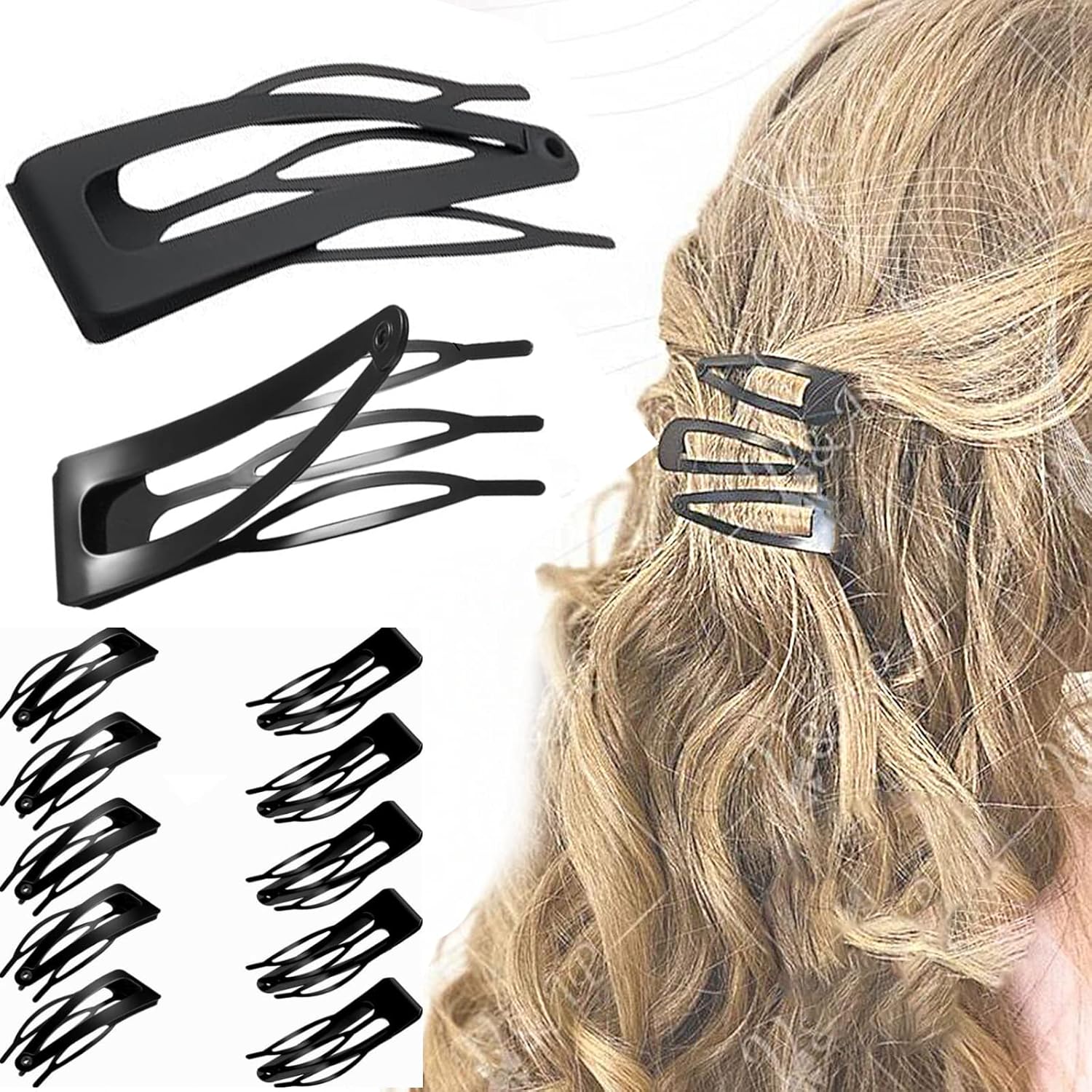 24PCS Double Grip Hair Clips Metal Snap Hair Clips for