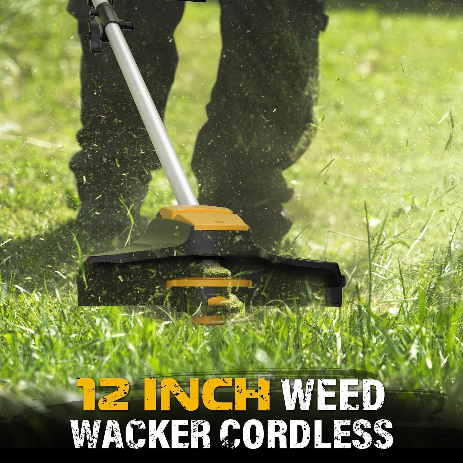 ZEGJAW Wacker de malas hierbas inalámbrico de 40 V, sierra de poste eléctrica de 8 pulgadas, cortasetos y cortador de cepillo, herramientas de jardín múltiples 4 en 1 con 2 baterías de 20 V 4 Ah y 1