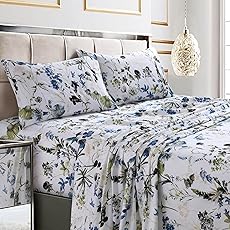 Tribeca Living 100% Cotton Flannel Sheet Set - 200 GSM, Deep Pocket, Ultra Soft & Cozy, King, Floral Printed