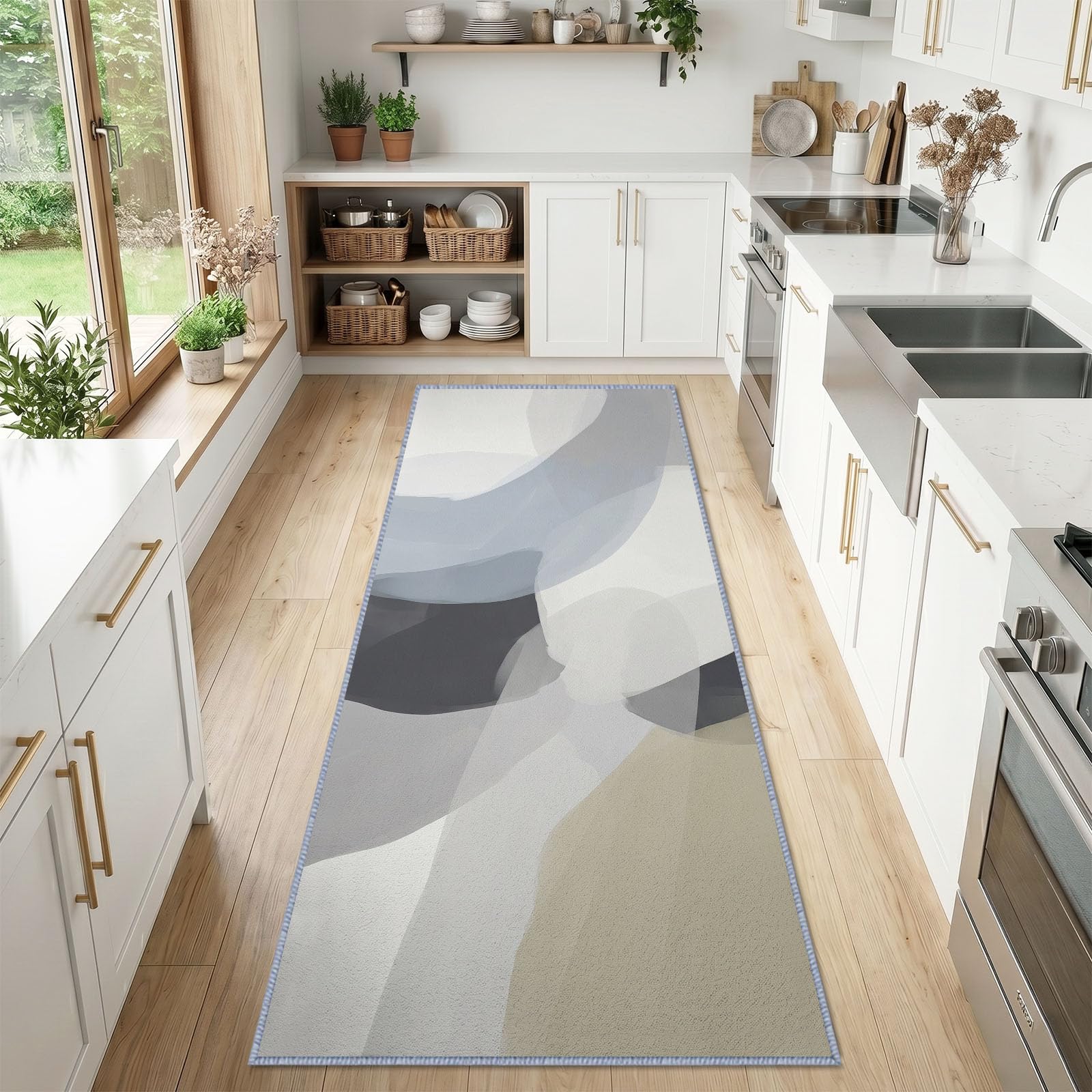 Dywan do przedpokoju 60 x 180 cm nordycki abstrakcyjny długi antypoślizgowy