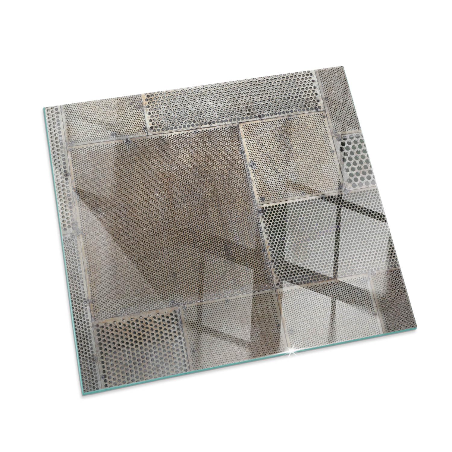 Piastra per camino e stufa 60x60 cm Resistente alle Alte Temperature Resistente a Scintille Design Elegante Protezione del Pavimento di Vetro Temperato Quadrato - Modello di lamiera forata