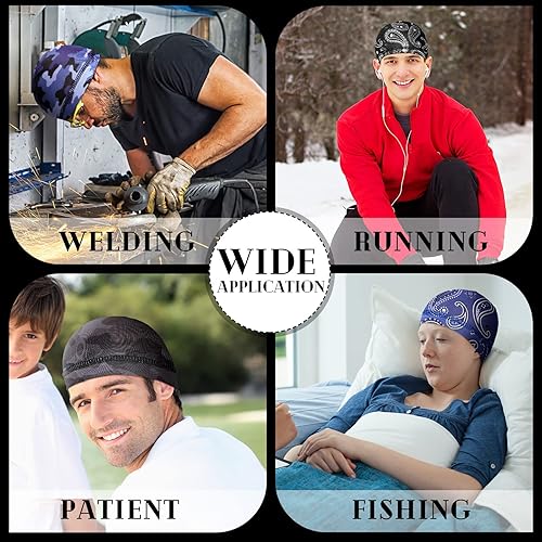 Miniatura 6 de Tarpop 10 piezas, gorras de calavera para hombres, forro de casco de soldadura refrescante, gorro de ciclismo, gorro de calavera absorbente, gorro