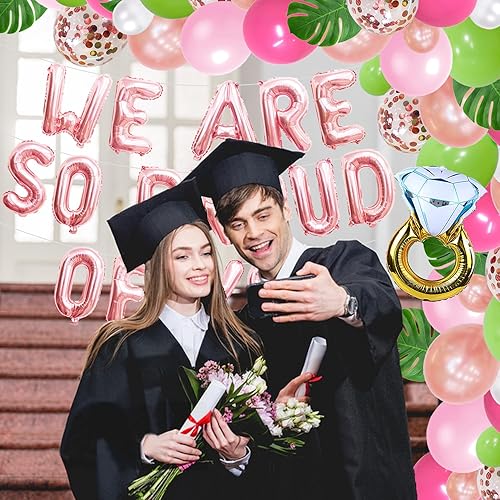 Miniatura 6 de Globos con texto en inglés We Are So Proud Of You para playa, tropical, hawaiano, Aloha Luau, decoraciones para fiestas de graduación, clase de