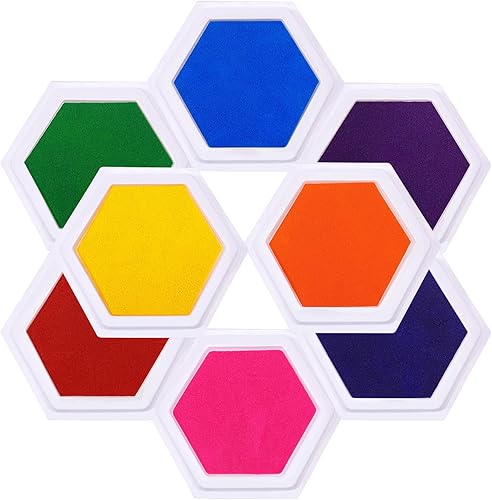 Almohadillas de tinta grandes de 7 x 8 pulgadas para niños, almohadilla de sellos de arco iris, almohadilla de tinta segura y lavable para pintura