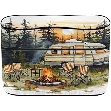 RV Trailer Propane Tank Cover Fit for Dual 20/30/40lb Tanks,Campfire Zipper Camper Propane Tank Protector Must-Have RV Accessories