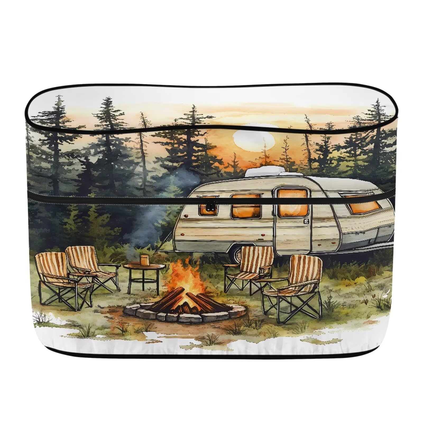 Whosucclay RV Trailer Propane Tank Cover Fit for Dual 20/30/40lb Tanks,Campfire Zipper Camper Propane Tank Protector Must-Have RV Accessories