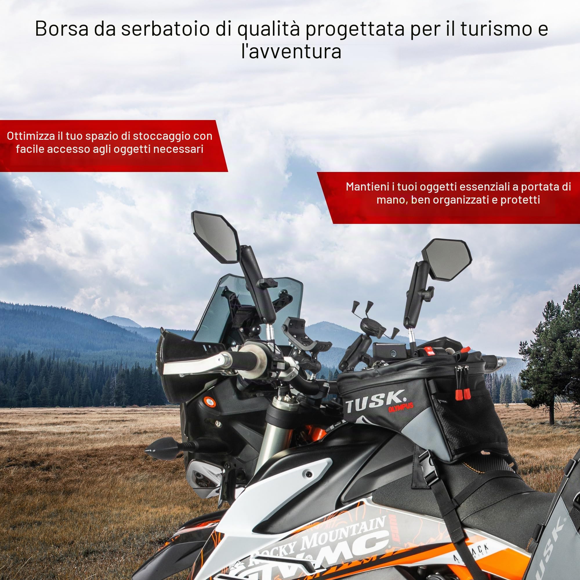 Tusk Olympus Adventure - Borsa da serbatoio per moto, misura S
