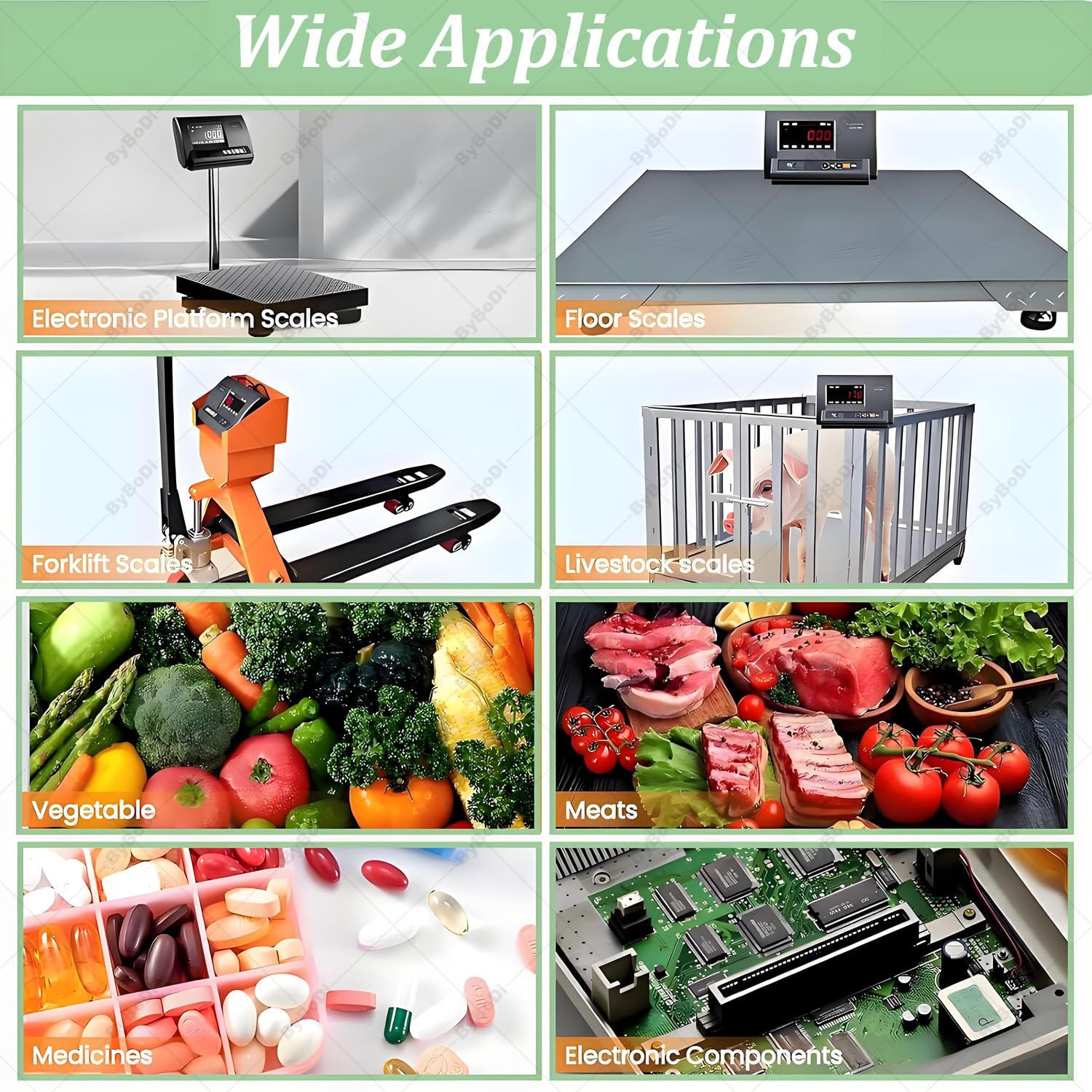 Bilancia per Bestiame ad Alta precisione, Kit cella di carico con capacità di carico di 5000 kg/11023 libbre con Display LED, con Scatola di Giunzione a 4 Fili, Doppia Alimentazione 3000kg
