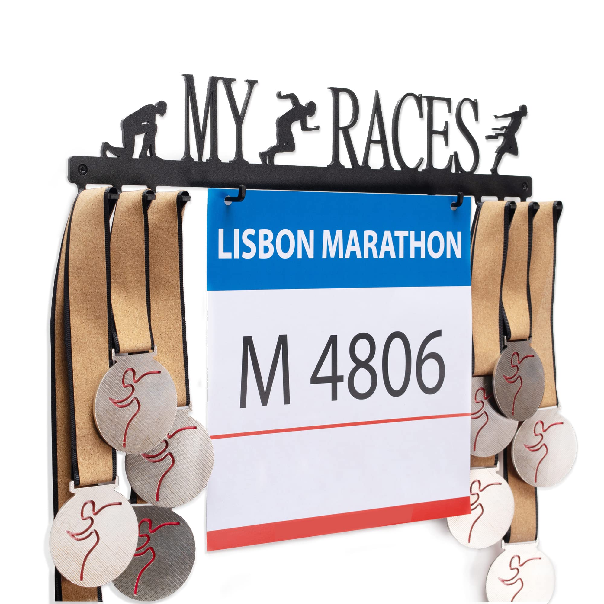 Gone For A Run Deluxe BibFOLIO Race Bib & Medal Display | Wall Mounted Medal Hanger | Display Over 100 Medals & 200 Race Bibs - View #6