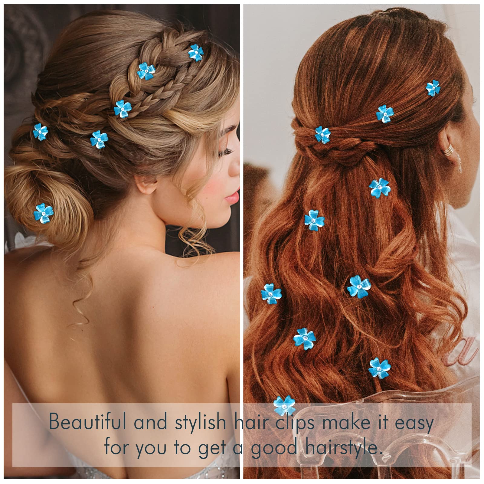Amazon.co.jp: YISSION ミニブルーフラワーヘアクリップ ライン