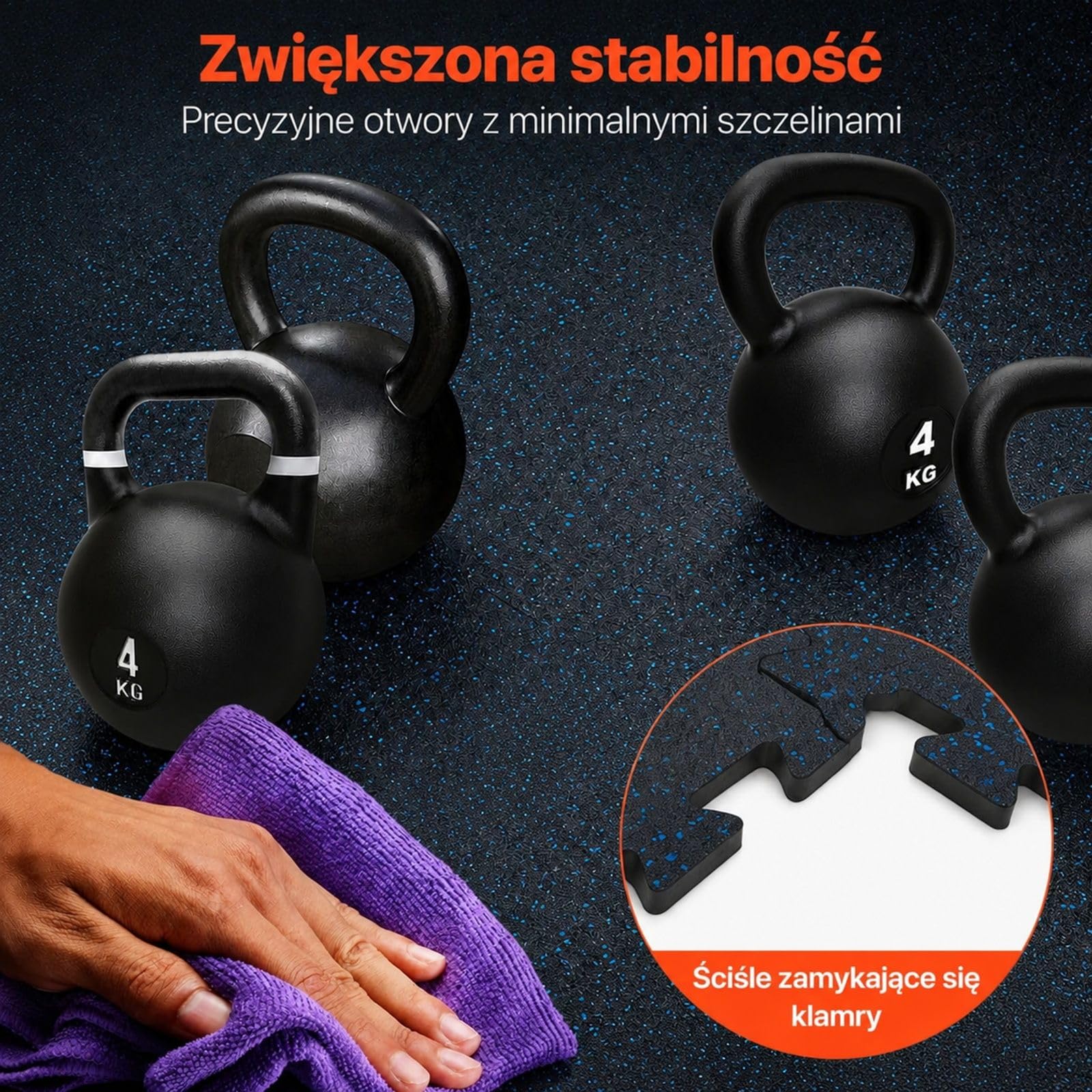Zestaw 25 łączonych mat podłogowych z gumy i pianki EVA, czarno-niebieskie, do siłowni i fitnessu