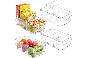 Kootek Refrigerator Organizer Bins with Removable Dividers