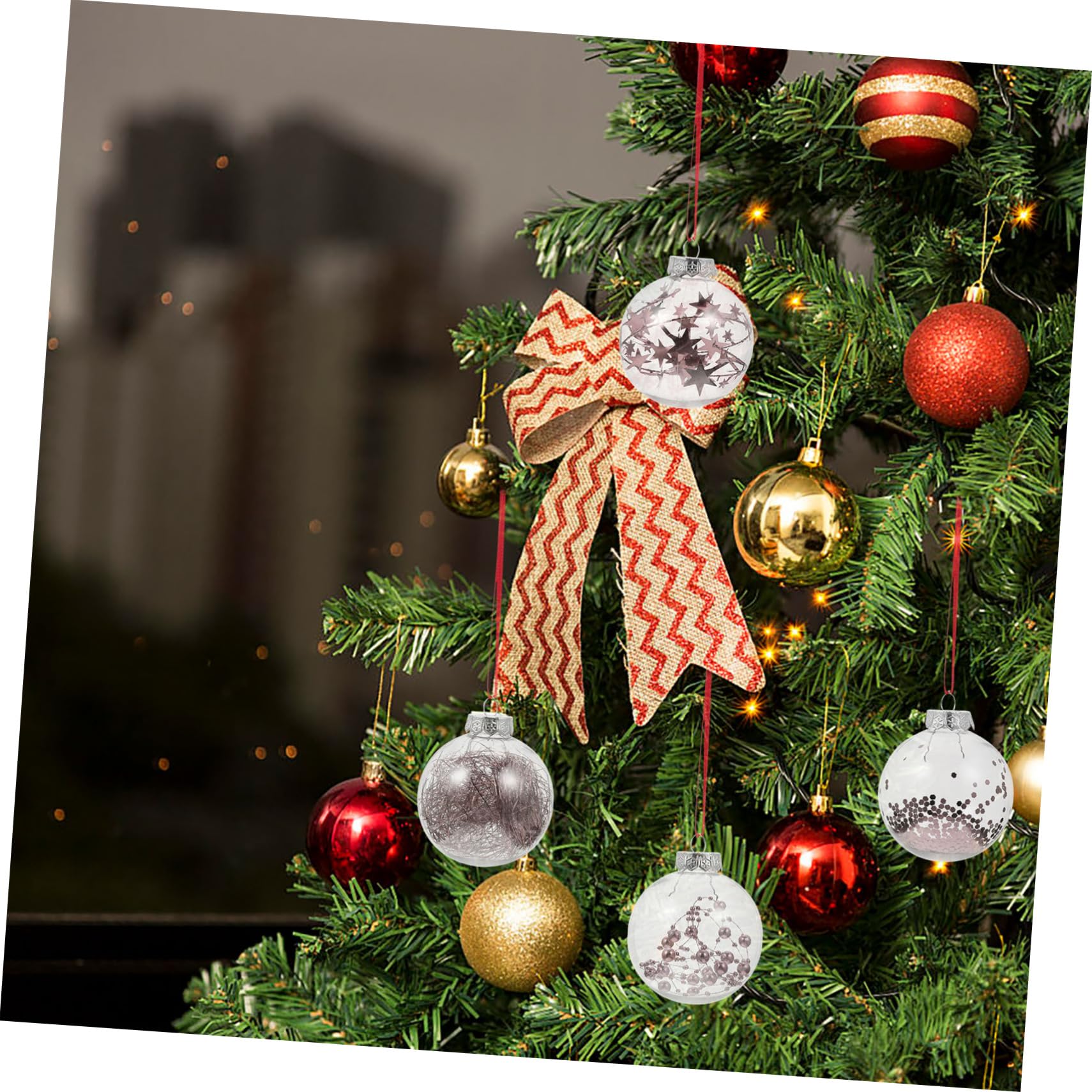 Hängende Weihnachtskugel aus Pet-Material Christbaumschmuck zum Aufhängen Weihnachtsartikel für Festliche Dekoration Zufälliger Stil