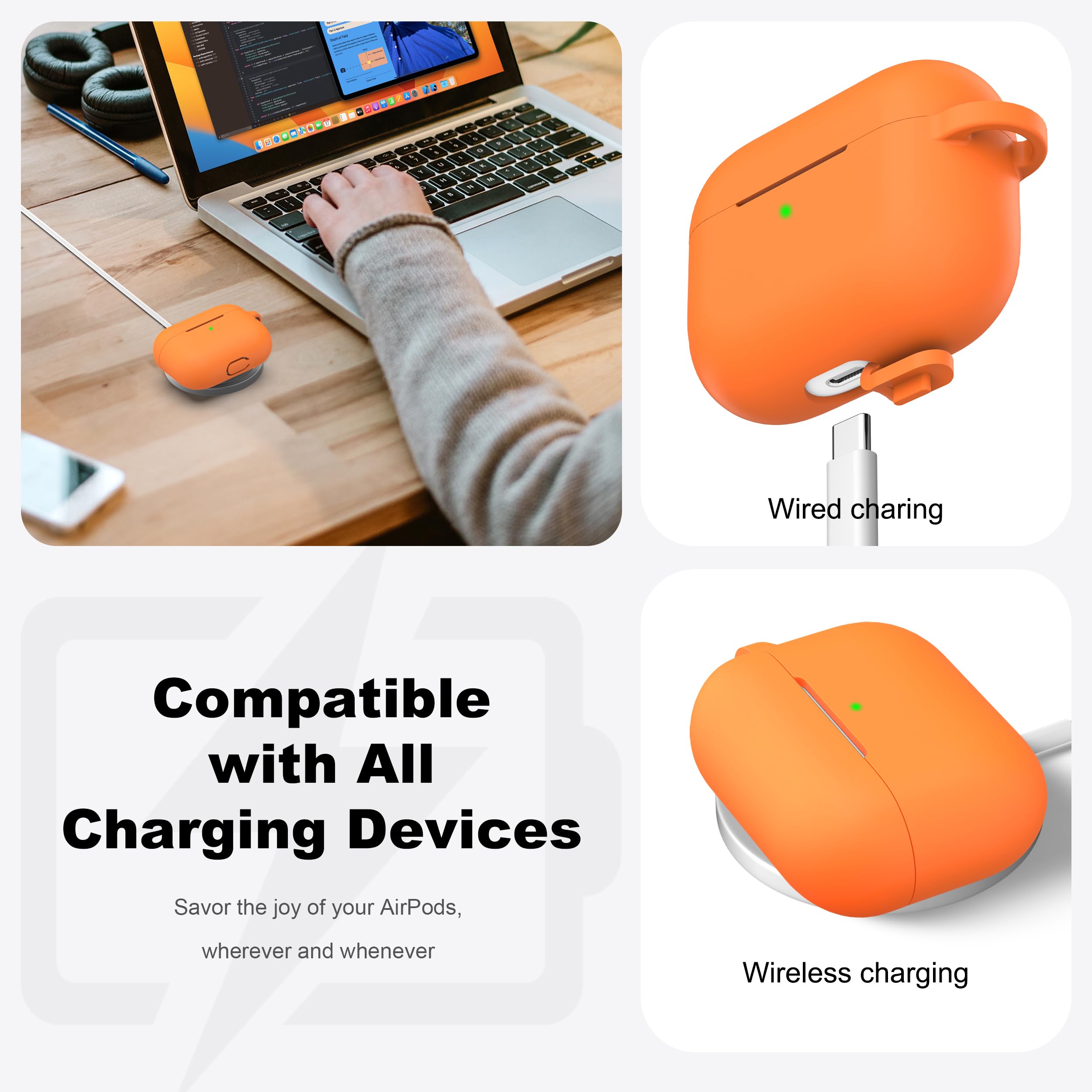URGARMEE シリコン保護ケース AirPodsPro オレンジ 汚れ防止 URGARMEE シリコン保護ケース AirPodsPro オレンジ 汚れ防止 URGARMEE