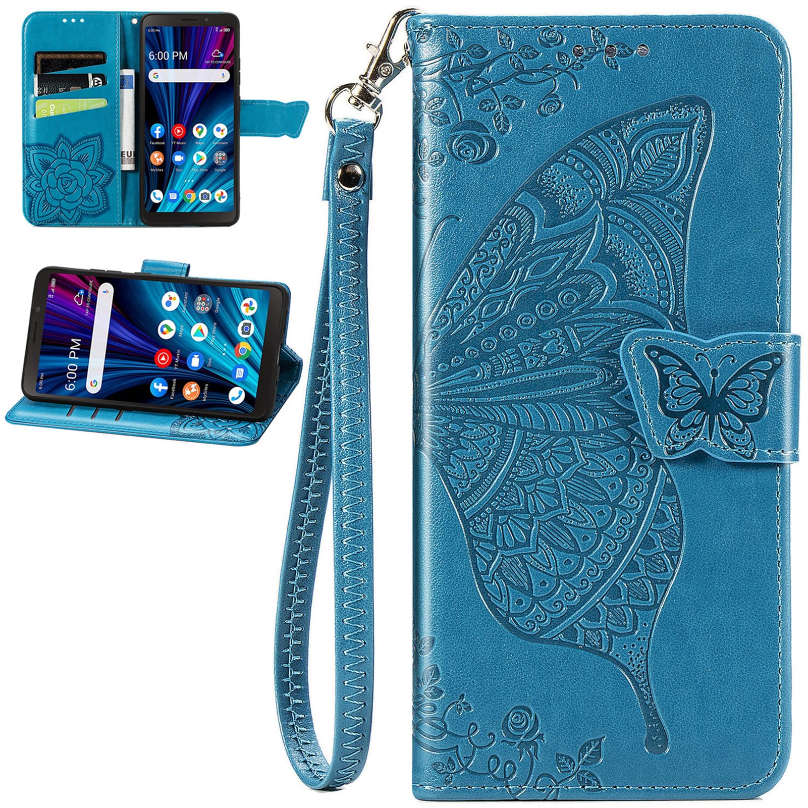 Custodia JIAFEI Per Oppo Find X3 Pro, Portafoglio In Pelle PU Con Disegni In Rilievo E Supporto, Blu
